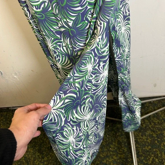 Vintage 1970s Halter Maxi Dress Blue Green White Size XS - Picture 10 of 12